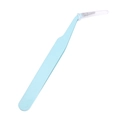 Light blue professional curved precision tweezers with matte coating and protective cap - Curved Tip / Teal Blue