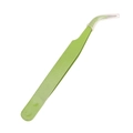Grass green curved iron tweezers with sharp tip and protective cap for DIY crafts - Curved Tip / Fruit Green