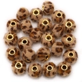 Perline in finta pelliccia leopardata con occhielli dorati per gioielli fai da te - Stile Pelo di Visone Sintetico / 5 Pezzi / Stampa Leopardata Cammello (BFB45)