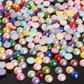 Colorful mixed flatback half pearls in various glossy colors for DIY crafts and nail art - 8mm (Approx. 200 Pieces/Pack) / Random Mixed Colors