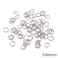 DIY jewelry making supplies: 0.8x6mm stainless steel open jump rings in silver finish - Jump Ring 0.8x6mm / 50 Pieces / Steel