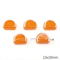 Χειροποίητες γυάλινες χάντρες 13x18mm σε φέτες πορτοκαλιού για κατασκευή κοσμημάτων - Στυλ Φέτας Λεμονιού (Πορτοκαλί)