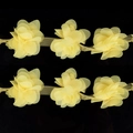Pizzo decorativo con fiori 3D in chiffon giallo per accessori di abbigliamento fai da te - Larghezza Circa 5cm / Giallo