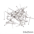 0.6x25mm silver ball head pins in stainless steel for DIY jewelry making accessories - Ball Head Pin 0.6x25mm / 70 Pieces/Pack / Steel