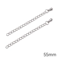 Two pieces of 55mm stainless steel extender chains with teardrop pendants in silver finish - Teardrop Extension Chain 55mm / Set of 5 / Steel