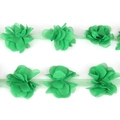 3D green chiffon flower lace trim for DIY clothing and handmade accessories decoration - Width Approx 5cm / Green