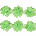 Handmade light green chiffon flower headband for babies with elastic white lace band - Width Approx 5cm / Light Green