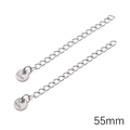 Pair of 55mm silver stainless steel extension chains with S.steel round tags for DIY jewelry - Round Engraved Extension Chain 55mm / Set of 5 / Steel