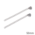 Set of two 56mm silver stainless steel extension chains with heart pendants - Smooth Heart Extension Chain 56mm / Set of 5 / Steel