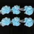 Sky blue chiffon 3D floral lace trim decorative accessory for DIY garment sewing - Width Approx 5cm / Sky Blue