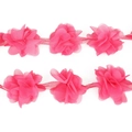 Pink 3D chiffon flower lace trim with multi-layered mesh for DIY craft and garment decoration - Width Approx 5cm / Rose Red