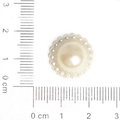 18mm cream white pearl button with embossed floral border for DIY hair accessories - Sunflower / 17mm (50 Pieces/Pack)