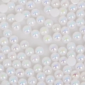 Flat lay of white AB coated half round ABS imitation pearls for DIY crafts and nail art - White / 10mm (150 Pieces/Pack)