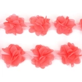 Chiffon 3D flower lace trim in coral red for garment decoration and DIY crafts - Width Approx 5cm / Watermelon red