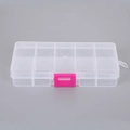 Caja organizadora de joyas de plástico transparente con 10 compartimentos y cierre rosa - 10 Rejillas / 10 Rejillas Blanco (Hebilla Roja)