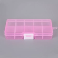 Joyero rosa de 10 compartimentos en plástico transparente con cierre de hebilla blanca - 10 Rejillas / 10 Rejillas Rosa (Hebilla Blanca)