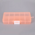 Caja organizadora de plástico naranja translúcido con 10 compartimentos y cierre - 10 Rejillas Naranja (Hebilla Blanca)
