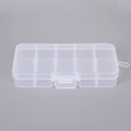 Caja organizadora transparente de plástico con 10 compartimentos para pendientes y joyas - 10 Rejillas Blanco Transparente