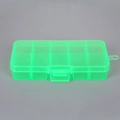 Caja organizadora de plástico verde transparente con 10 compartimentos y cierre - 10 Rejillas Verde