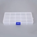 Organizador de joyas transparente de 15 compartimentos de plástico con cierre azul seguro - 15 Rejillas Blanco (Hebilla Azul)