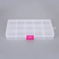 Caja organizadora transparente de 15 compartimentos con cierres rosa para joyas - 15 Rejillas Blanco (Hebilla Roja)