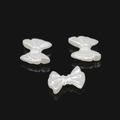 Cuentas de lazo ABS blanco perlado para accesorios cabello DIY hechos a mano 100 pzas - Lazo de perlas artificiales perforado / 11x14mm (Aprox. 100 piezas/paquete)