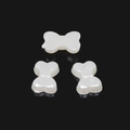 Cuentas de lazo en ABS blanco perlado para manualidades DIY y accesorios para el cabello - Mini lazo de perlas artificiales de base plana / 10x6mm (Aprox. 100 piezas/paquete)