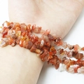 Natural red agate crushed stone bracelet featuring multi-layer irregular beaded design - Natural Red Agate Chips (Medium)