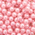 Pink round ABS faux pearl beads with pre-drilled holes for DIY handmade jewelry crafts - Korean Pink
