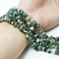 Polished irregular green moss agate stone beads for DIY jewelry making and bracelets - Natural Indian Agate Chips (Medium)