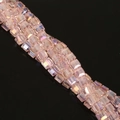 Pink faceted glass crystal square beads with AB coating for DIY jewelry making - 20 Pcs/Pack / Water Pink AB