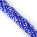 Deep blue 8mm square crystal beads with faceted cut finish for DIY jewelry making - 20 Pcs/Pack / Medium Blue AB