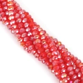 Vibrant 6mm faceted red glass crystal rondelle beads for DIY jewelry making - Iridescent Red