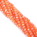 Tiras de cuentas de cristal de vidrio naranja facetadas de 8mm con revestimiento AB para joyas - 8mm / Rojo Naranja Claro AB