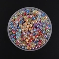 Vibrant AB coated acrylic beads for DIY jewelry in a round transparent storage box - 6mm / 100 Pieces/Pack / Transparent Mixed AB (Random Colors)