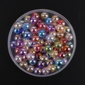 Colorful iridescent acrylic round beads in a tray for DIY jewelry making and crafts - 10mm / 50 Pieces/Pack / Transparent Mixed AB (Random Colors)