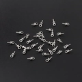 Silver plated earring posts with half hole bead cup and bottom loop for DIY jewelry - 4x7mm / White Gold