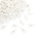 Silver-plated copper eye pins with rings for pearl pendants and DIY jewelry making - 4x7mm / Silver
