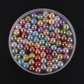 DIY jewelry kit with colorful AB coated acrylic beads in a round transparent container - 8mm / 50 Pieces/Pack / Transparent Mixed AB (Random Colors)