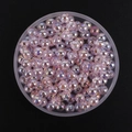 Translucent lilac AB coating acrylic round beads with center hole in clear storage tray - 8mm / 50 Pcs/Pack / Transparent Light Pink AB