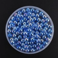 Blue aurora acrylic round beads for DIY jewelry making in a transparent storage box - 8mm / 50 Pcs/Pack / Transparent Dark Blue AB