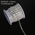 Rotolo di catena a griffe in strass di cristallo AB colorato SS16 per decorazioni fai-da-te - SS16 (3.8-4.0mm) / Strass Cristallo AB Argento