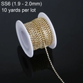 Catena di strass SS6 dorata in rotolo da 10 yard con cristalli chiari scintillanti - SS6 (1.9-2.0mm) / Oro Zirconia Trasparente