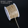 Catena di strass SS10 dorata con cristalli trasparenti da 2,8mm per decorazioni fai-da-te - SS10 (2.7-2.8mm) / Oro Zirconia Trasparente