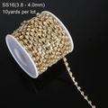 Catena a griffes dorata con strass SS16 in rotolo da 10 yard per decorazioni DIY - SS16 (3.8-4.0mm) / Oro Zirconia Trasparente