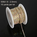 Catena di strass AB arcobaleno con base dorata su rotolo, lunghezza 10 iarde, taglia SS6 - SS6 (1.9-2.0mm) / Strass Cristallo AB Oro