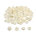 Detailed components of cream resin snap fasteners including studs, sockets, and caps - Cream