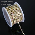 Catena di strass AB misura SS10 con base dorata su bobina da 10 iarde - SS10 (2.7-2.8mm) / Strass Cristallo AB Oro