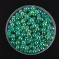 Iridescent emerald green acrylic beads with drill holes for DIY jewelry making - 8mm / 50 Pcs/Pack / Transparent Dark Green AB