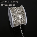 Catena a griffe argentata con strass SS12, rotolo da 10 yard per accessori fai-da-te - SS12 (3.0-3.2mm) / Argento Trasparente Zirconia Bianca